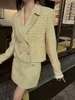 Chan 2024 CCC Womens Clothes Two Piece Set Women Designer Jacket Kvinnor Jackor Kvinnor Designer Fashion Tweed Suit Tweed Jacket Kort kjol Två bit Leisure Suit Present