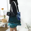 Sacos de compras Personalizado Natural Teal e Indigo Tone Geode Ágata Fatias Bolsa de Lona Mulheres Reciclagem Sacola de Compras Shopper