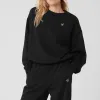 AL Yoga Sweatshirts Womens Crew Neck Pullover Logo on Chest Relaxed-Fit Sweatwear Unisex Studio-to-street SweatTops Jogger Outwear