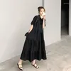 Casual Dresses Summer Style Short-Sleeve Dress Korean Loose Medium-Length Skirt Fashion Woman Vestido De Mujer Femme Robe