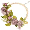 Guirlande de fleurs décoratives, couronne de perles en faux bois, décor de Pâques pour tenture murale, accessoire de mariage, Rose en bois, pendentif de ferme, fleur de porte blanche