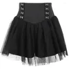 Saias goth lolita vestido de baile saia mulheres harajuku fairycore grunge cintura alta malha espartilho streetwear y2k e-girl clubwear