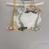 Collana satellite Collana di design per donna Gioielli di lusso Vivenwestwood Collana Viviane Westwood Nuova collana di smalto con perle Saturn Spille da donna Gioiello d'amore