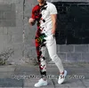 Tute da uomo Set da 2 pezzi Completi Tuta Graffiti punteggiati T-shirt stampata in 3D Pantaloni lunghi Abito casual Jooger Abbigliamento sportivo Abbigliamento da strada