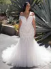 Sexy Sweetheart Mermaid Wedding Dress Plus Size Off The Shoulder Backless robe de mariee Lace Applique Long Train Ivory Tulle Bridal Gown vestidos