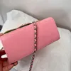 Luxury Leather Handle Designer Handbag Fashionable Women New Color Blocking Diamond Lattice Chain Bag Double Letter High Quality Solid Shoulder