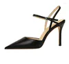 Sandals 34-40 Summer High Heels Stiletto Pointed Hollow Out Ankle Strap Women's Sandal Black