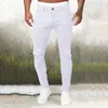 Men's Jeans Casual Sports Solid Color Classic High Stretch Tight Hole Regular Straight Stocking Sock Original Fit Jean Cool Pants Men