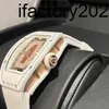 RicharsMill Relógio Clone de Fibra Cerâmica Tourbillon Movimento Automático Suíço 99 07-01 Diamante Vermelho Mecânico