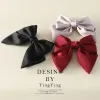Ins Fashion Black Satin Bow Hair Clips for Women Elegant Solid Color Ponytail Spring Hair Clip Girls Hair Accessories Headwear