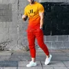 Herren-Trainingsanzüge, Sommer-Sportbekleidung, Anzug, einfarbig, kurzärmelig, T-Shirt, lange Hosen, Sets, Herren-Trainingsanzug, Lächeln-Aufdruck, lässiger Trend, übergroß