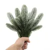 Decorative Flowers 6PCs/Lot Artificial Christmas Pine Branches Snow Fake Green Plants Branch For Tree Wreath Home Wedding Decor 26cm Long