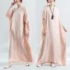 Party Dresses White Dress Women Summer Kaften Korean Löst stor storlek V-Neck Bat Sleeve Solid Long Beach Style Cotton Robe