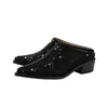 Kleidschuhe Mode Damen Spitzschuh Pumps Slip On Strass Dicker Absatz Pantoletten Outdoor Hausschuhe Kausal für Frau 36-43