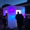 wholesale Attractive black led inflatable photo booth with double doors,portable photobooth enclosure,white cube tent for sale 5x5x3mH (16.5x16.5x10ft)