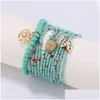 Charm armband kvinnor bohemiska smycken mtilayer pärlor armband set etnisk wrap pseras mujer femme present gc1283 droppleverans dhx3l