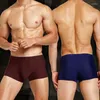 Cuecas sem costura homens roupa interior boxers luxo seda respirável spandex 3d virilha boxer nylon shorts desliza L-XXXL