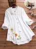 Blouses pour femmes Mode Coton Lin Chemise Boutonnée Femmes Chemises Blanc S-5XL Surdimensionné Casual Lâche Tops Enroulable Manches Top Blusa