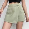 Damen-Shorts, Vintage-Mini-Jeansrock, Shorts, Damen, A-Linie, gefälschte zweiteilige hohe Taille, Bauchkontrolle, schlanke Sommer-Asymmetrische Studenten-Shorts, L2402