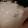 JKELI 925 Sterling Silver 18K Gold Plated Necklace Single Sparkling Zircon ClaVicle Chain for Women Wedding Smyckes krage