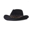 Berretti Cappello Per Donna E Uomo Lana Hollow Western Cowboy Con Cintura Alla Moda Gentleman Lady Jazz Cowgirl Toca Sombrero Cap Drop Deliver Dhmin