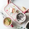 Tasses peintes à la main en céramique japonaise, ensemble de bols de petit déjeuner, assiette de nourriture occidentale d'avoine en gros avec poignée, créativité