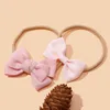 Accessoires pour cheveux 3 pièces/lot, joli bandeau en dentelle avec nœud pour bébé, fleur rose, bandes élastiques en Nylon pour nourrissons