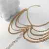 Cavigliere multistrato cavigliera di perle moda braccialetti di colore oro alla caviglia per le donne spiaggia a piedi nudi catena sandalo gioielli 230426