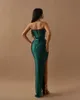 Green Elegant Dark Prom Dresses Sweetheart Sheath Evening Dress Pleats Slit Formal Long Special Ocn Party Dress