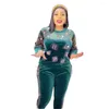 Ethnic Clothing African-American Girl Fashion Casual Suit Stretch Pleuche Diamond Sequins Decorative Round Neck Long Sleeve