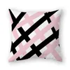 Travesseiro Padrão Geométrico Rosa Preto Branco Impressões Capa Mordern Geometria Abstrata Lombar Pilowcase Sofá Home Decor Pillowslip