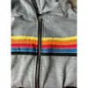 Calças femininas de duas peças Designer Hoodie Oversized Rainbow Stripe Manga Longa Moletom Com Zíper Bolso Casaco Hoodies Primavera Casual Material Atualizado Boa Quanlity