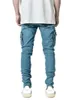 Jeans pour hommes Hommes Cargo Crayon Pantalon Taille Haute Denim Longueur de la cheville Zipper Gaine Poches Slim Légère Strech Streetwear Couleur Solide