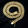 Collier de tennis à chaîne cubaine 14 mm diamant collier cubain alliage en diamant complet et femmes de bijoux de style hip-hop pour femmes
