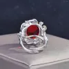 Cluster Ringen 925 Zilveren Sterling Rode Ruby Ring Voor Vrouwen Anillos De Edelsteen CN (Oorsprong) Sieraden Trouwringen Engagement