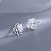 Stud Earrings PANJBJ 925 Sterling Silver Geometry Dropwise Glaze Earring For Women Girl Office Simplicity Design Jewelry Gift Drop