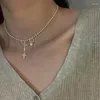 Pendants VENTFILLE 925 Sterling Silve Bead Cross Tassels Necklace For Women Girl Simple Choker Korean Jewelry Birthday Gift Drop