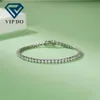 Sier Hip Hop Fijne Sieraden Ronde Briljant Geslepen Moissanite Diamant 3Mm 4Mm 5Mm Tennis Chain Armband voor Mannen En Vrouwen