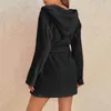 Vêtements de nuit pour femmes épaissir robes floues peignoir longues femmes chaud robe à capuche flanelle kimono bain robe de chambre velours