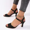 2024 Zomer Mode Sexy Sandalen Ronde Kop Knop Riem Open Teen Grote Effen Voor Vrouwen Hoge Hak Enkele Schoenen vrouwen 76781