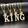 cuban chain Tennis necklace Street Hip Hop Crown Micro Set Zircon 26 English Letter Pendant Stainless Steel Chain Mens and Womens Necklace