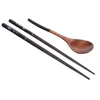 Dinnerware Sets Wooden Spoon Set Japanese Style Travel Utensils Portable Chopsticks Cutlery Tableware