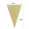 Party Decoration Paper Gold Green Triangle Flags Pennant Bunting Garland For Safari Greenery Baby Shower Birthday Decor