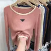 Kvinnors tröjor tröja som stickar vinter o-hals långärmad inuti lösa bitar toppar ms renined kvinnliga Prad