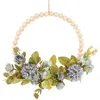 Guirlande de fleurs décoratives, couronne de perles en faux bois, décor de Pâques pour tenture murale, accessoire de mariage, Rose en bois, pendentif de ferme, fleur de porte blanche