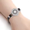 Link Bracelets Fairy Essential Oil Diffuser Locket Pu Leather Stainless Steel Rhinestone For Women Bracelet