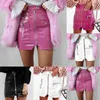 Skirts Skorts Sexy Club Outfits Women Mini Skirt Pu Leather Pvc High Waist Zipper Pocket Package Hip Shorts Female Streetwear Party Pink Black YQ240223