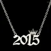 Pendant Necklaces Silver Color 2014-2024 Year Necklace For Women Charm Stainless Steel Crown Chain Choker Birthday Party Friends Jewelry