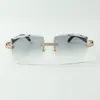 designers XL diamonds sunglasses 3524022 cutting lens natural black buffalo horns glasses size 58-18-140mm