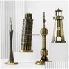 Decorative Objects Figurines Strongwell Modern Landmark Building Model Iron Office Small Metal Ornaments Book Room Desktop Furnish Dhaqk